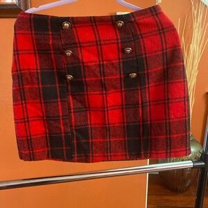 NWT HYFVE Red and Black Plaid Mini Skirt, Large